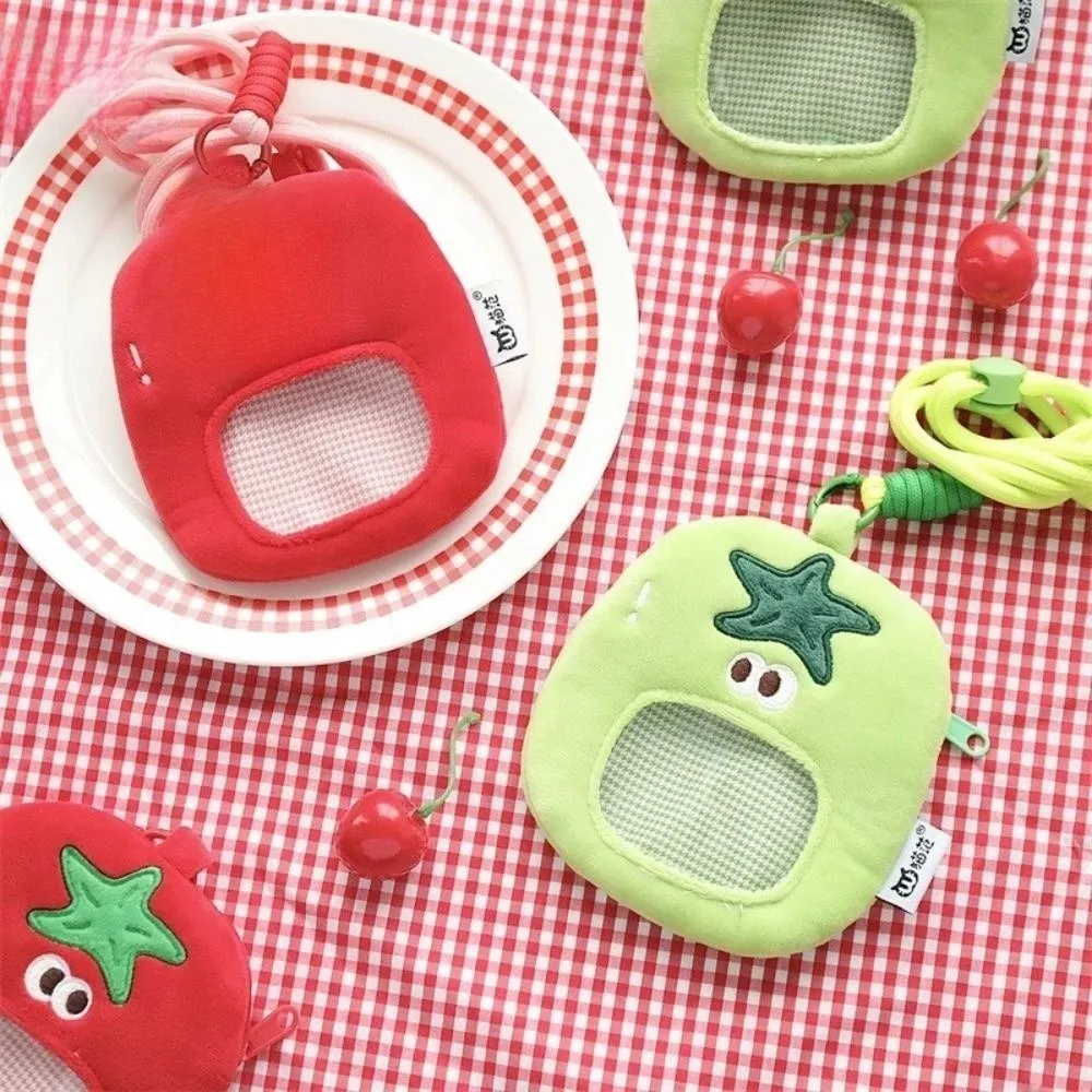 

Expression Cartoon Tomato Coin Purse Korean Idol Card Holder Transparent Neck Hanging Bag Headphone Bag Small Item Bag