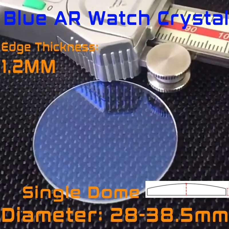 1pc 1.2mm Thick 28~38.5mm Diameter Single Domed Mineral Round Watch Glass Accessories Blue AR Coating Watch Repair Crystal