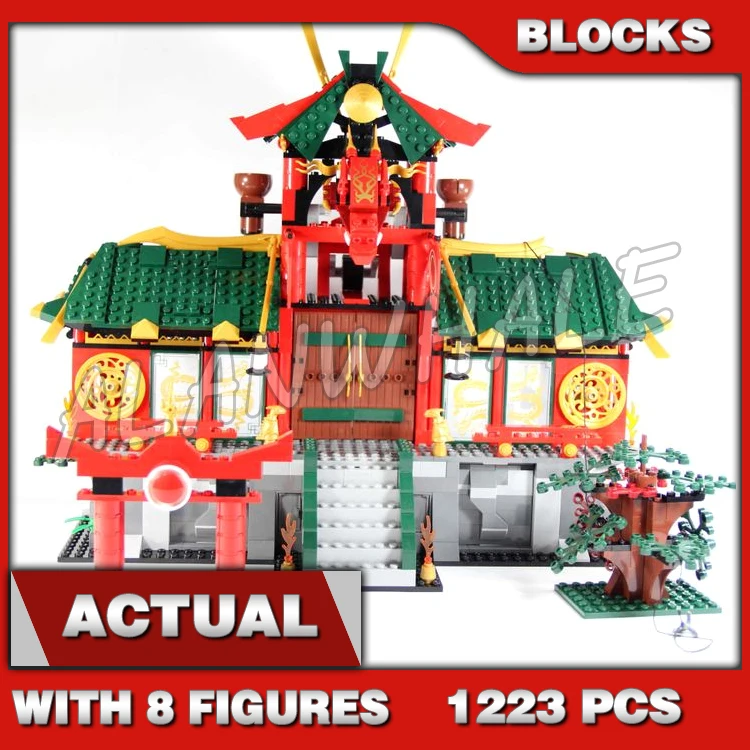 

1223pcs Shinobi Battle for City Temple Huge Entrance doors Dragon Windows Glider 9789 Building Blocks Toys Compatible With Model