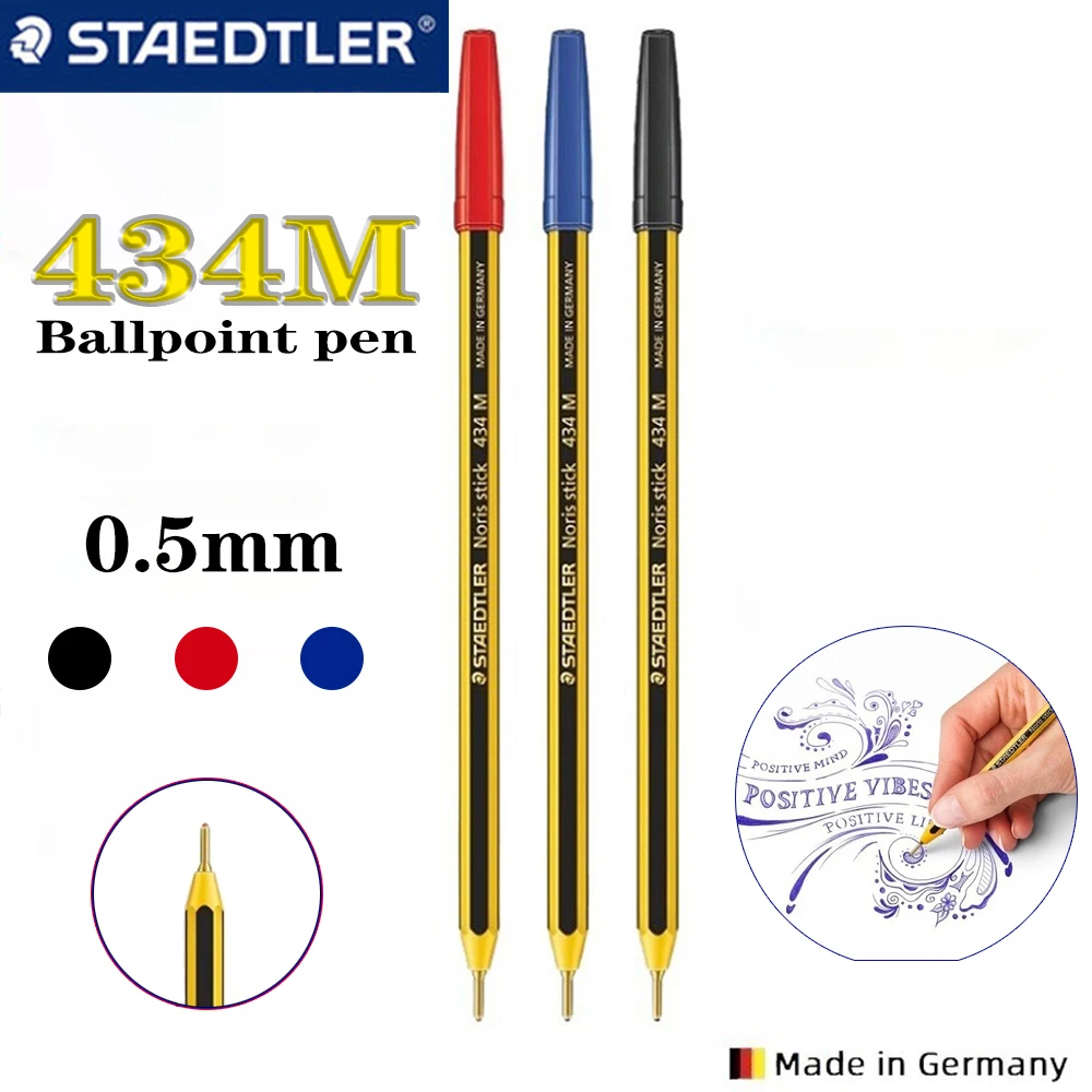 1PC STAEDTLER Ballpoint Pen 434M Large Capacity 0.5mm Oil-based Students Hand Drawing Writing School Supplies Stationery