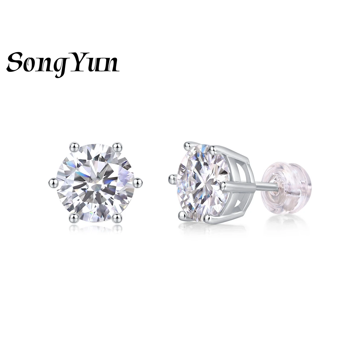 

SONGYUN Brand Jewelry 925 Sterling Silver Earrings Moissanite Diamond Dangle Daytime for Her Rhodium Plated SYT Patent Earring