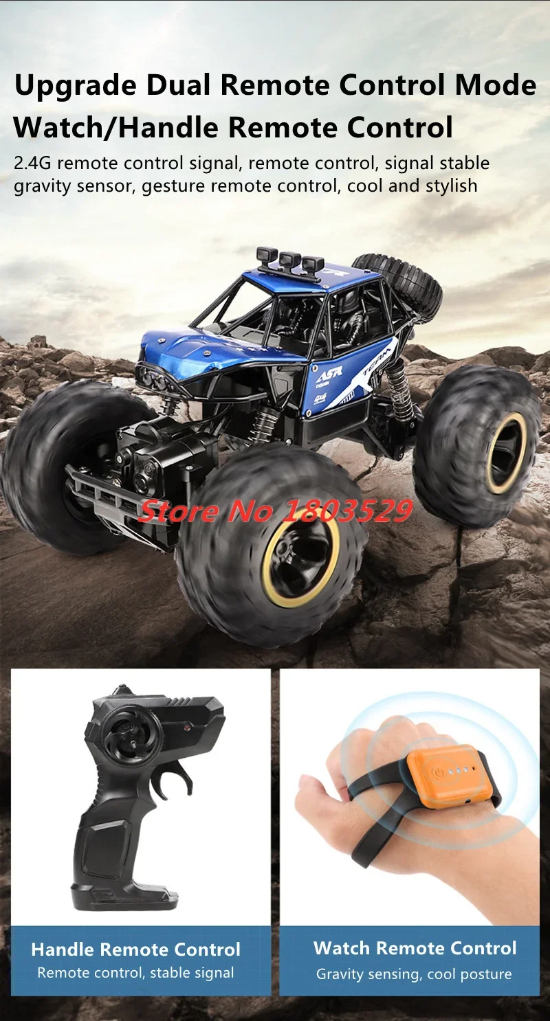 Updated Version 2.4G Radio Control RC Car Gesture Sensor 2.4G Watch Control Buggy High speed Trucks Off-Road Truck Toy for Gifts