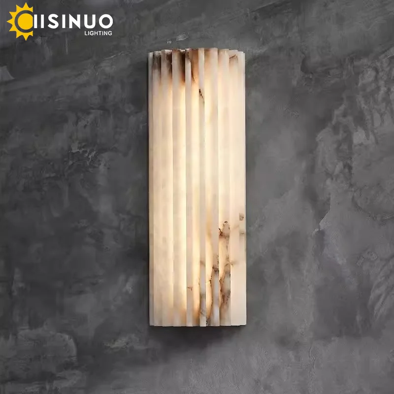 Luxury Spanish Marble Wall Lamp Natural Stone Night Light LED Ambient Lighting Fixture for Bedside Staircase Hallway Living Room
