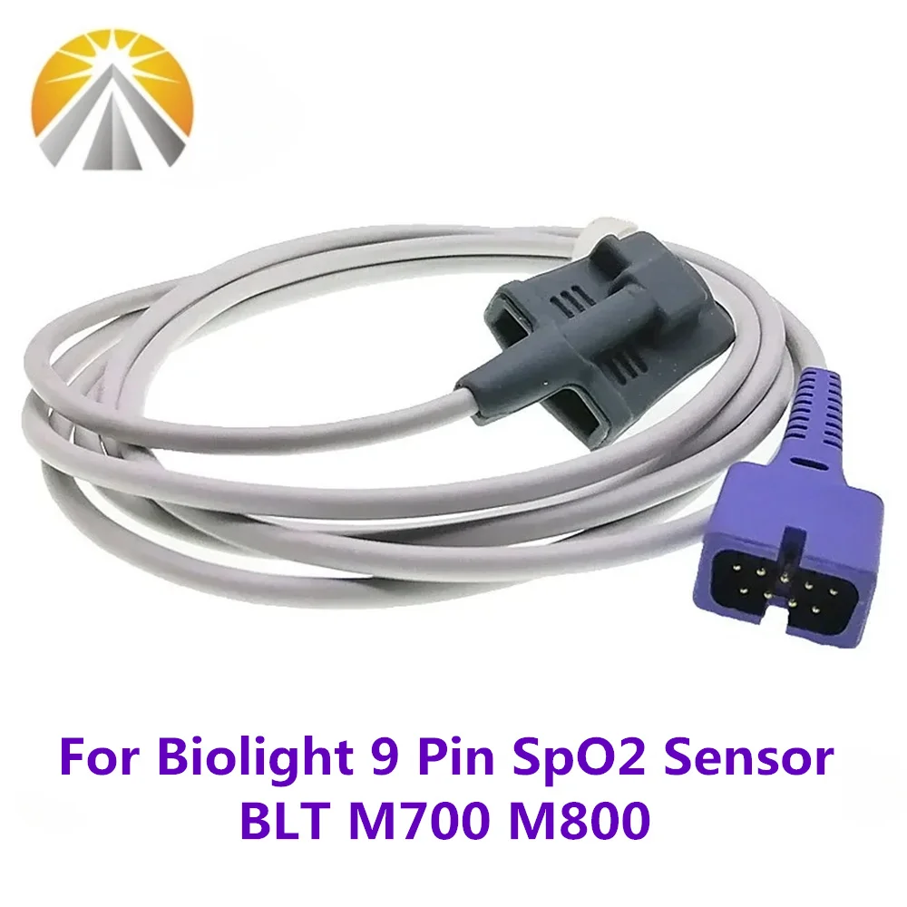 9 Pin Spo2 Sensor for Biolight BLT M700 M800 Pulse Oximeter Reusable Digital Output Tech Adult Pediatric Child Neonate Multi Use