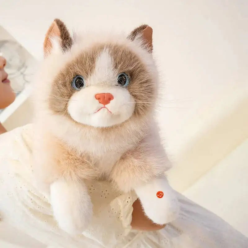 

4 Styles Lifelike Ragdoll Cat Plush Toys Lovely Fluffy Lying Prone Cat With Sound Smooth Warm Pillow Home Decor Birthday Gifts