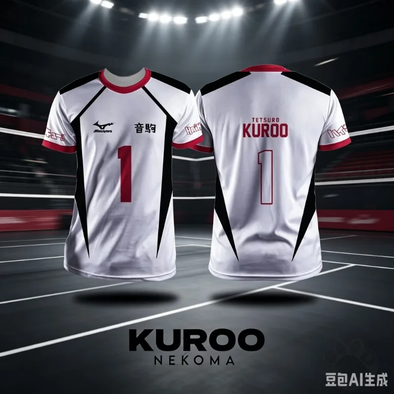 Image of 2026 Neues Nekoma Volleyball-Team Trikot Kuroo Nr.1 Cosplay-Kostüm Haikyuu!! T-Shirts für den Sommer, schnell trocknend, bequem, Athleisure, Größe L
