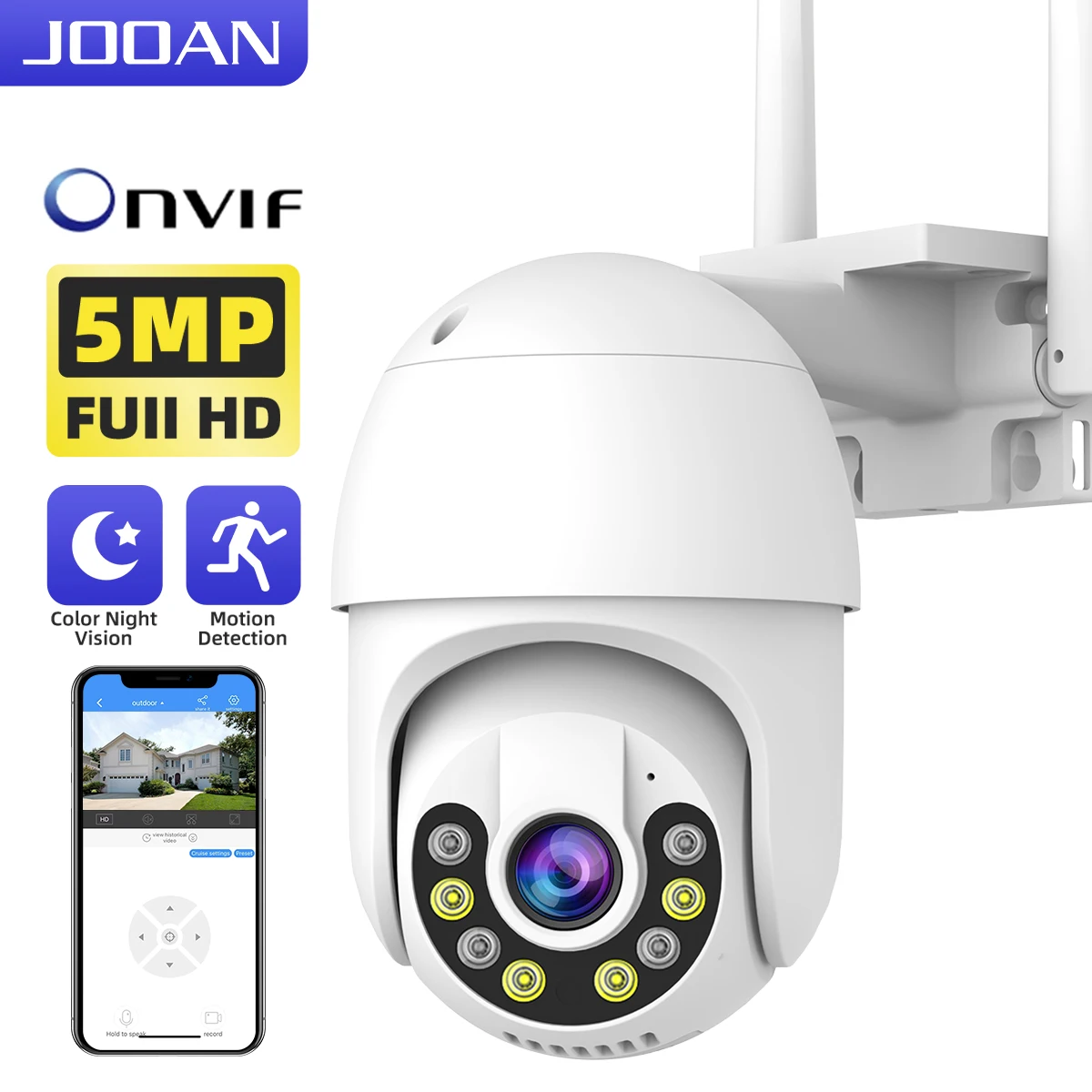 

JOOAN 5MP 3MP Smart Wifi PTZ Camera 5x Digital Zoom Outdoor Auto Tracking ONVIF Wireless CCTV IP Camera Video Surveillance