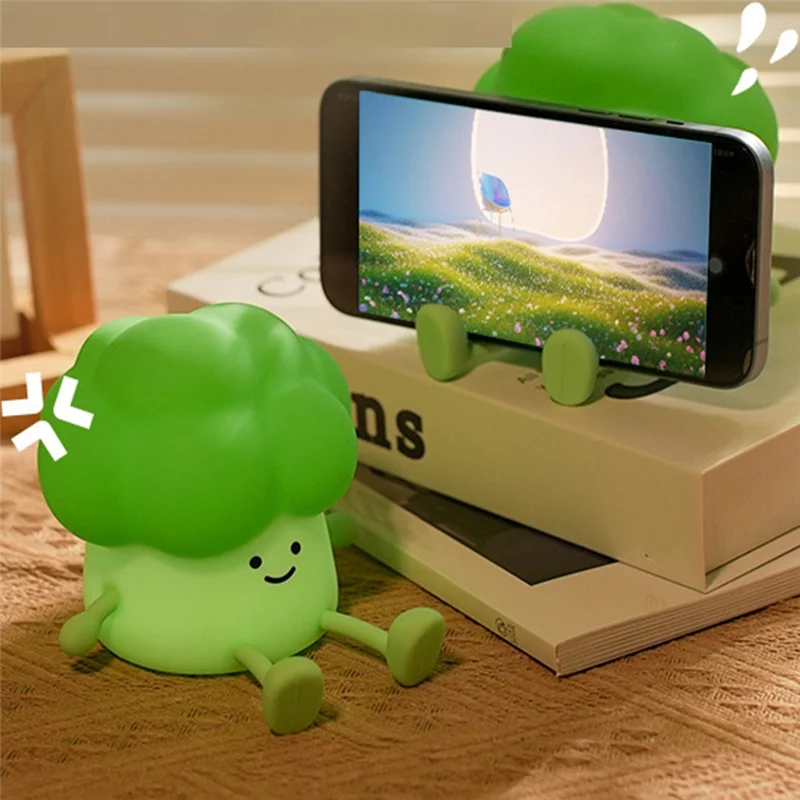 LICE-Cute Broccoli Night Light Children LED Sleep Lamp Toddler Decoration Cartoon Baby Bedside Lamp Accompanying Sleep Lamp