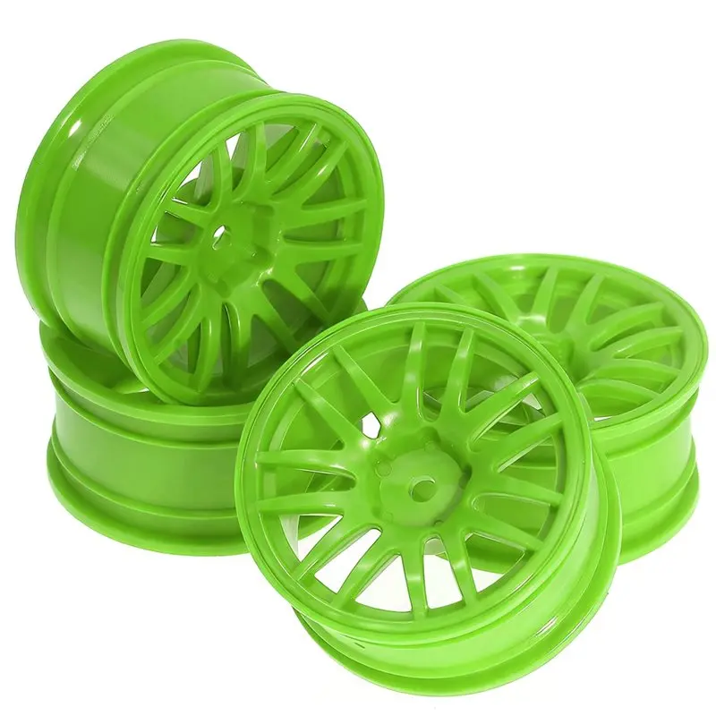 A93E-For Tamiya XV02 TT02 Sakura D5 MST Redcat 4Pcs 52Mm 1/10 Scale RC Drift Car Wheels(Rims) Plastic Hub Set Green