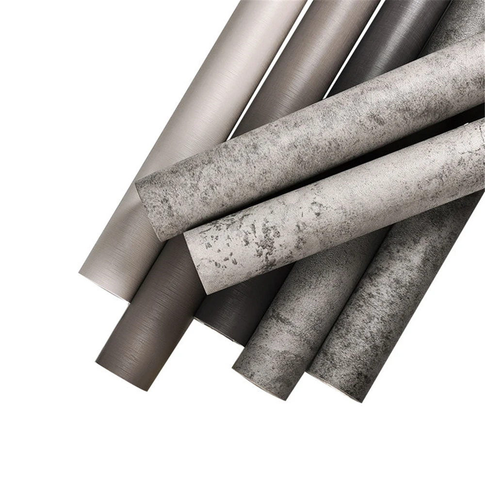 Vinyl Waterproof Self-Adhesive Wallpaper Vintage Cement Gray Wall Contact Paper Store Bedroom Livingroom Renovation Stickers PVC