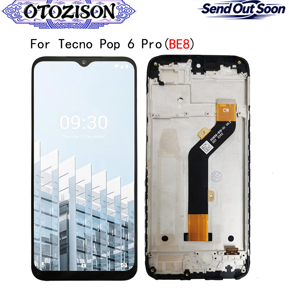 For Tecno Pop 6 BE6j LCD Display For Tecno Pop 6 Go Pro BE7 BE8 LCD Display Touch Panel Screen Digitizer With Frame Assembly