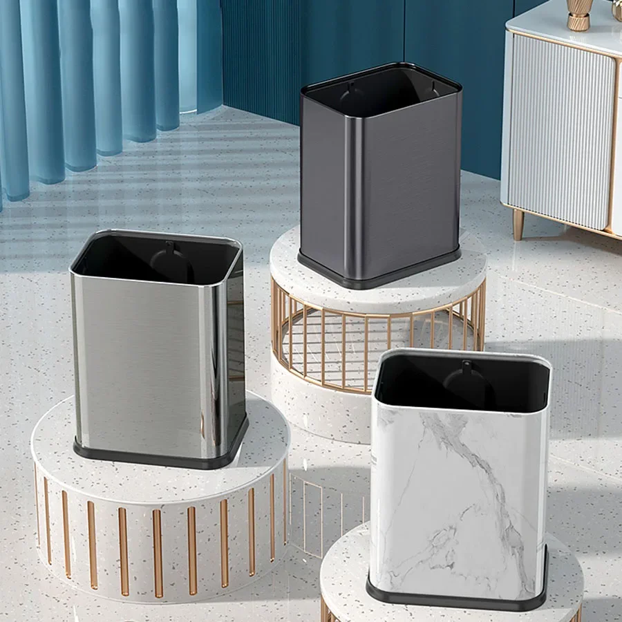 Living Room Kitchen Office Trash Can Metal Luxury Simple Home Trash Can Bathroom Toilet Cubo Basura Kitchen Accessories