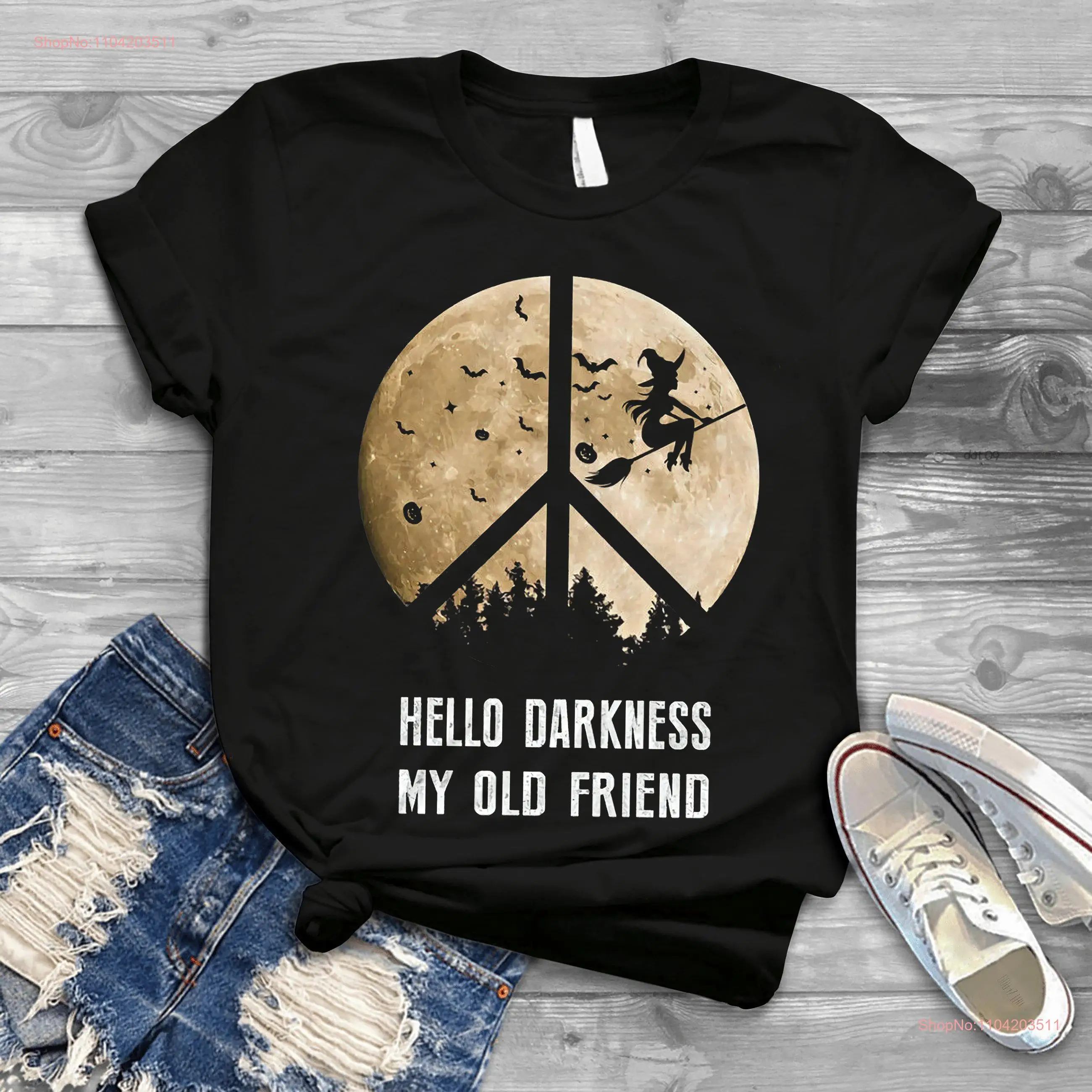 Hello Darkness My Old Friend Witches Awesome Hallween s T Shirt Retro For You And Your Friends long or short sleeves