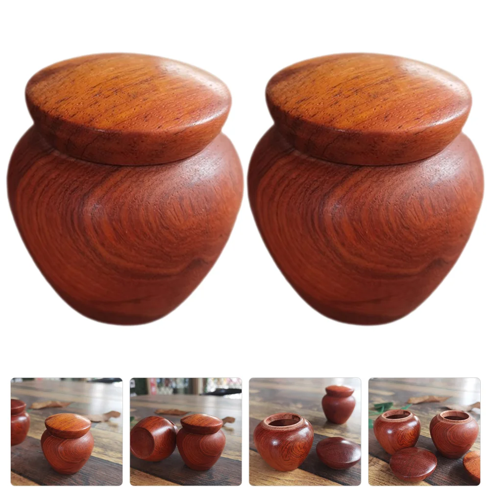 

2 Pcs Wooden Airtight Jar Small Urns for Human Ashes Keepsake Cremation Adult Female Mini