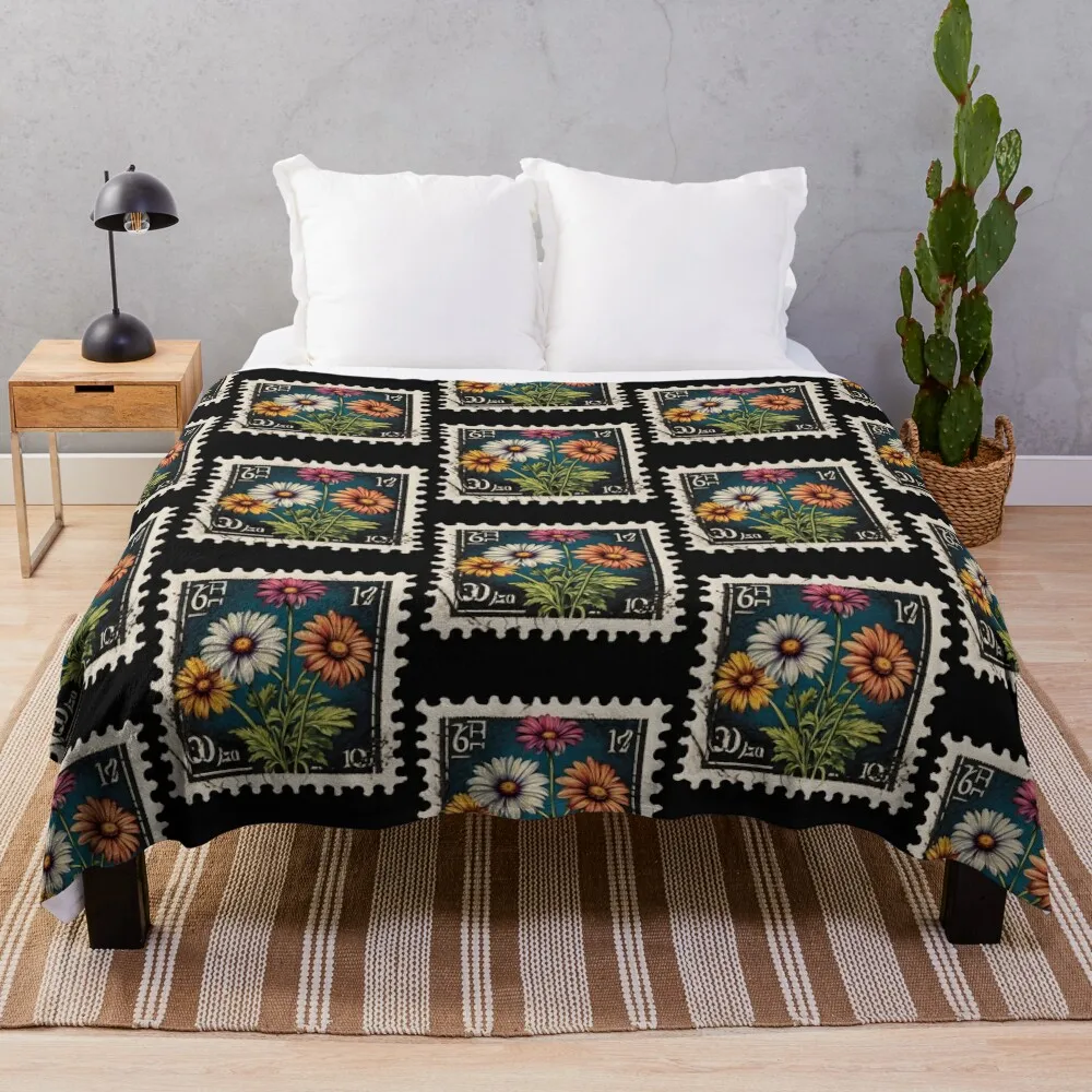 The Classic Daisy: A Vintage Postal Icon Throw Blanket Hairy halloween Blankets