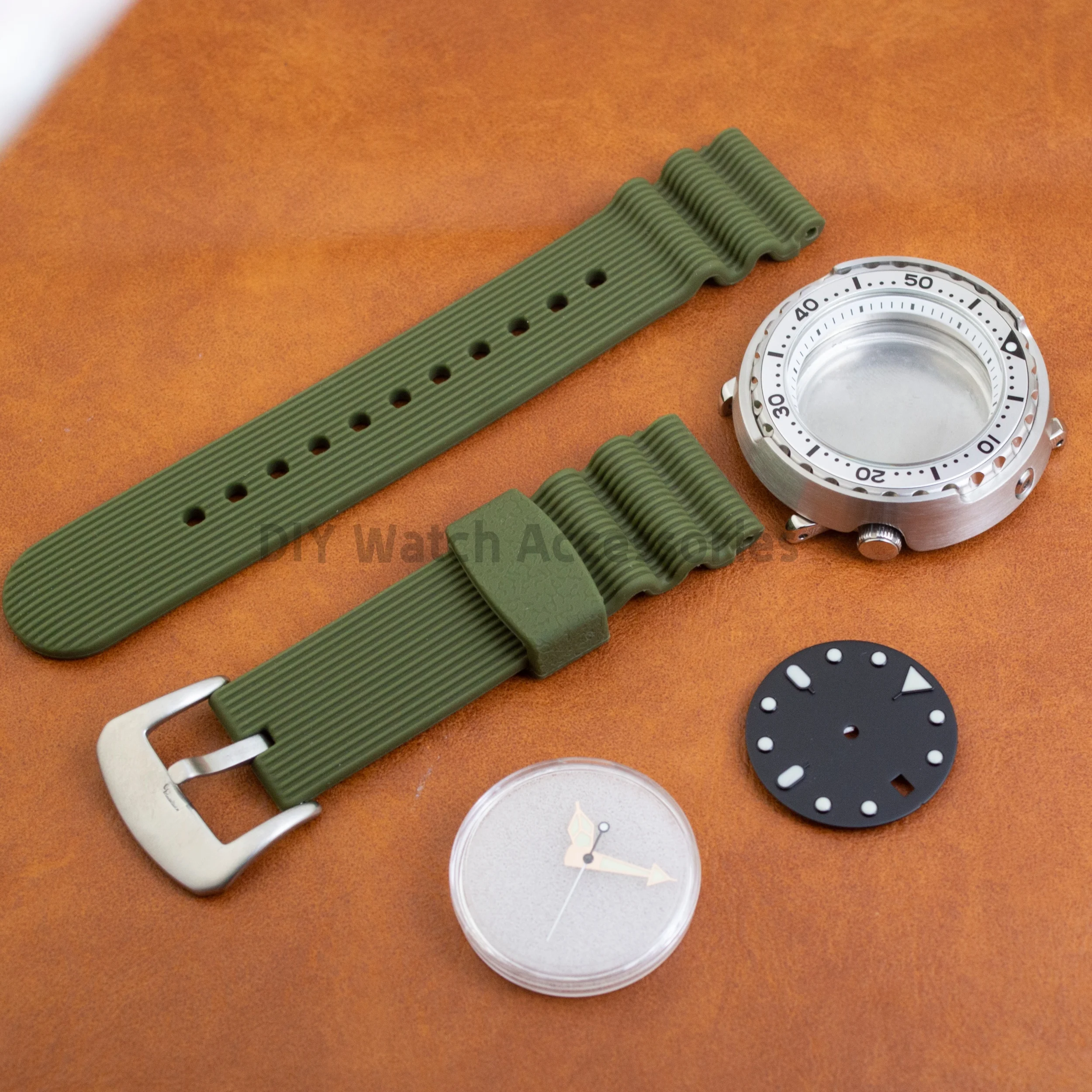 

NH35 Case Strap Dial Hands Mod Tuna Canned Case Stainless Steel Watch Case Sapphire Glass 20ATM Waterproof for NH35/36/4R/6R