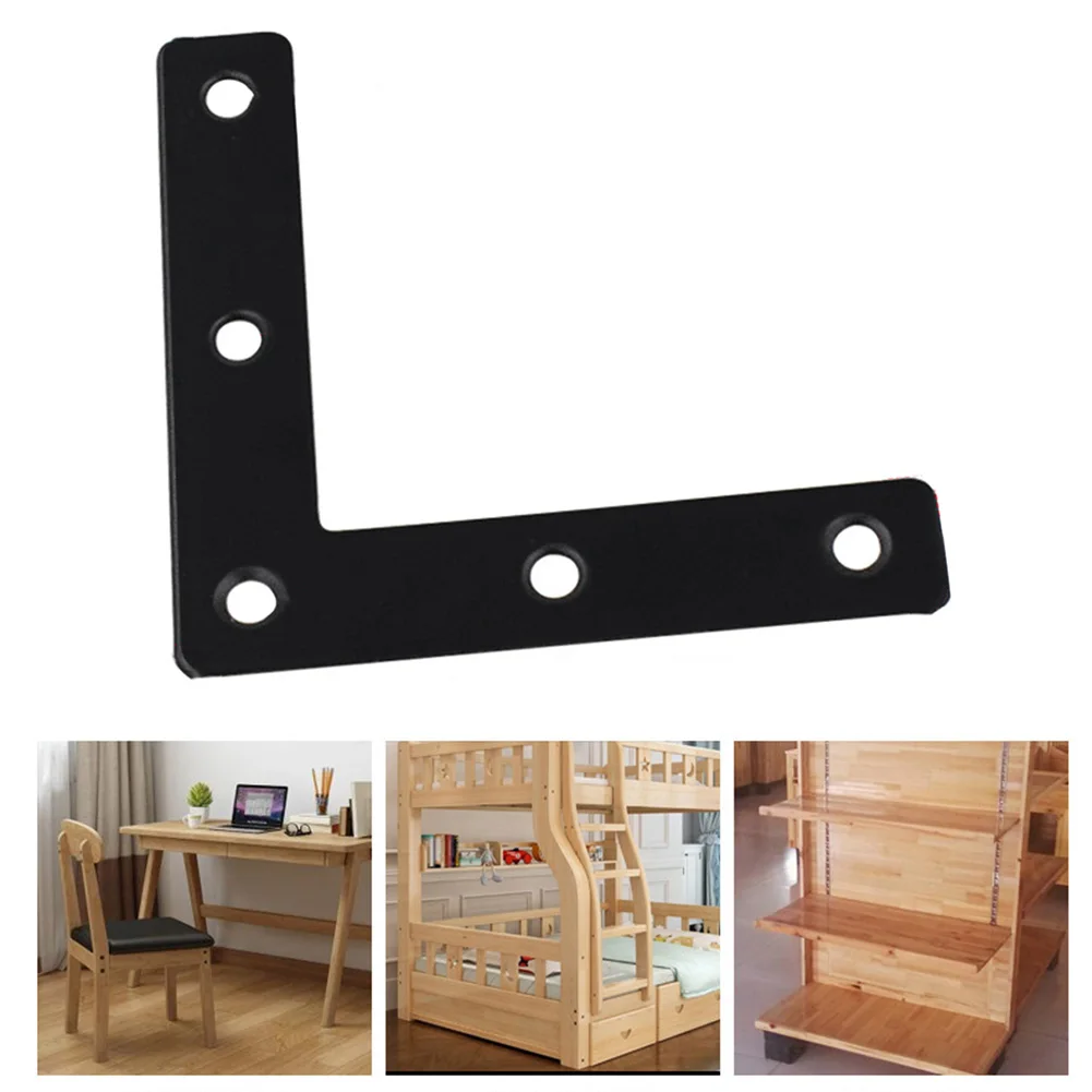 Steel Thickened Corner Brackets Black L Shape Right Angle Bracket 90° Shelf Bracket Connector Angle Iron Fixed Connection Piece