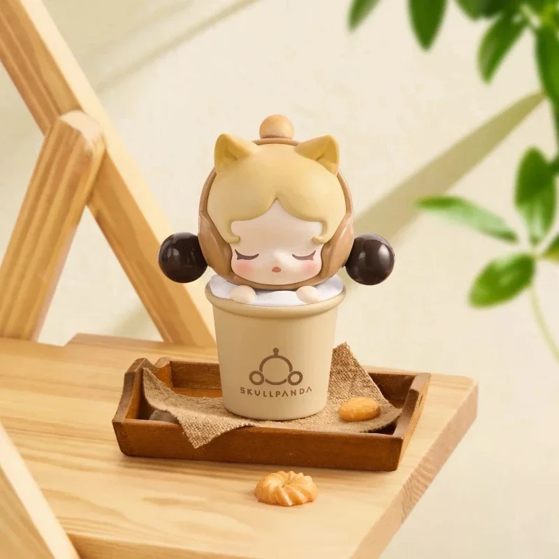 Original Pop Bean Dubble Tea Series Mini Dolls Cute Action Figure SP Dimoo Limited Desktop Ornament Girls Gift Collection