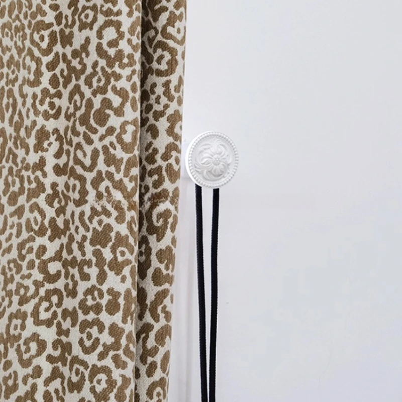 Cool Girl Vintage Leopard Print Wild Chenille Curtains for Living Room Bedroom Dining Custom Size Tulle Retro Print Decoration