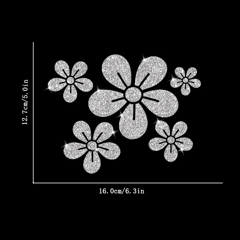 Sparkling Five Flower Wall Sticker Set, Living Rooms,Windows and Mirrors, Wall, Bedroom Doors. Car Sticker