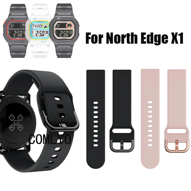 

Смарт-часы с ремешком для North Edge X1, женские и мужские силиконовые ремешки, мягкий спортивный браслет