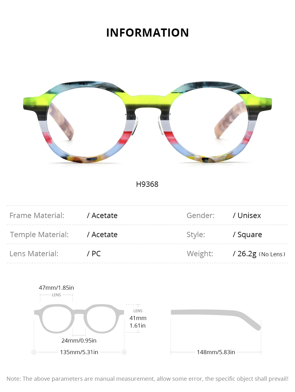 HEPIDEM Acetat Brille Rahmen Frauen übergroße große runde Brille japanische handgemachte Brille dicke transparente Brille 9351 – Detail 18
