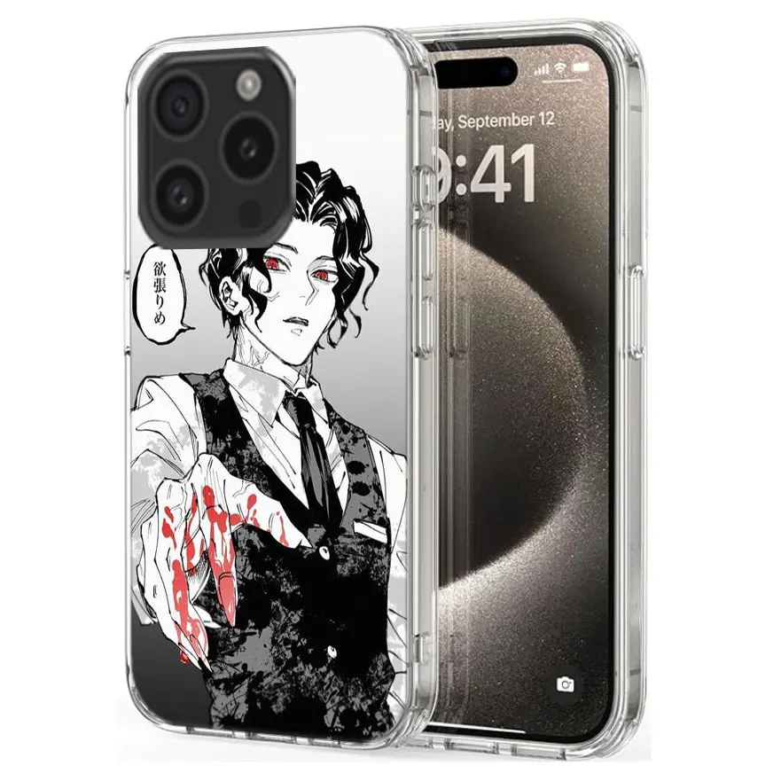 Demon Slayer Kibutsuji Muzan Clear Phone Case For Apple iPhone 12 13 Mini 11 14 15 16 Pro Max Cover XS MAX XR Soft