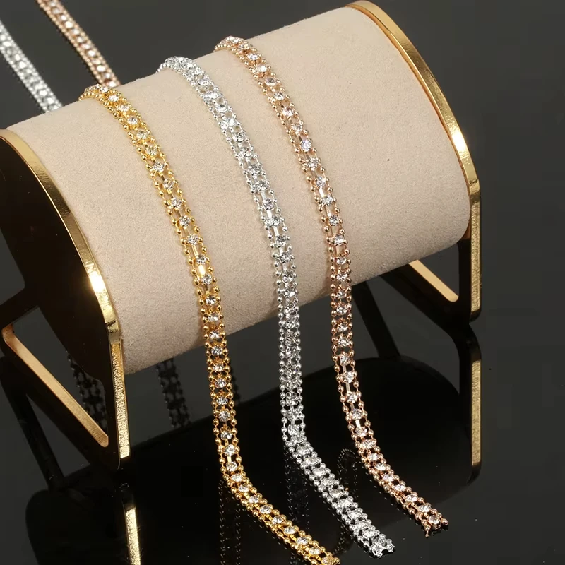 

CUIER 5mm wide crystal bead chain silver/KC gold chain rhinestone chain decoration suitable for clothing hanging bag accessories