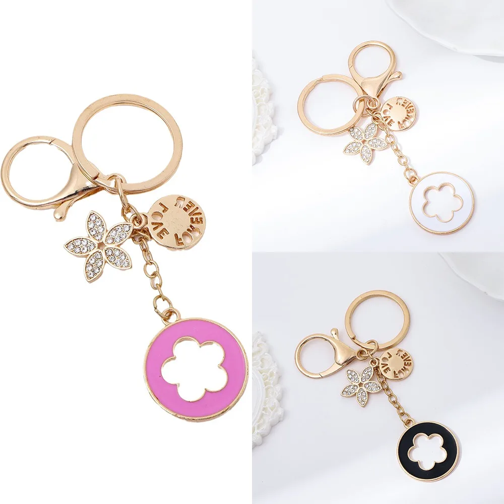 Alloy Flower Keychain Durable Fashion Multipurpose Luxury Keychain Portable Rhinestone Pendant Keyring Bag