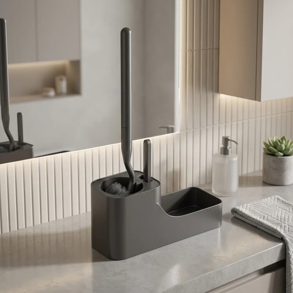 Wall Mounted Toilet Brush And Plunger Set 2-in-1 Space Saving Bathroom Cleaning Tool With S-Shaped Handle For Deep Cleaning
