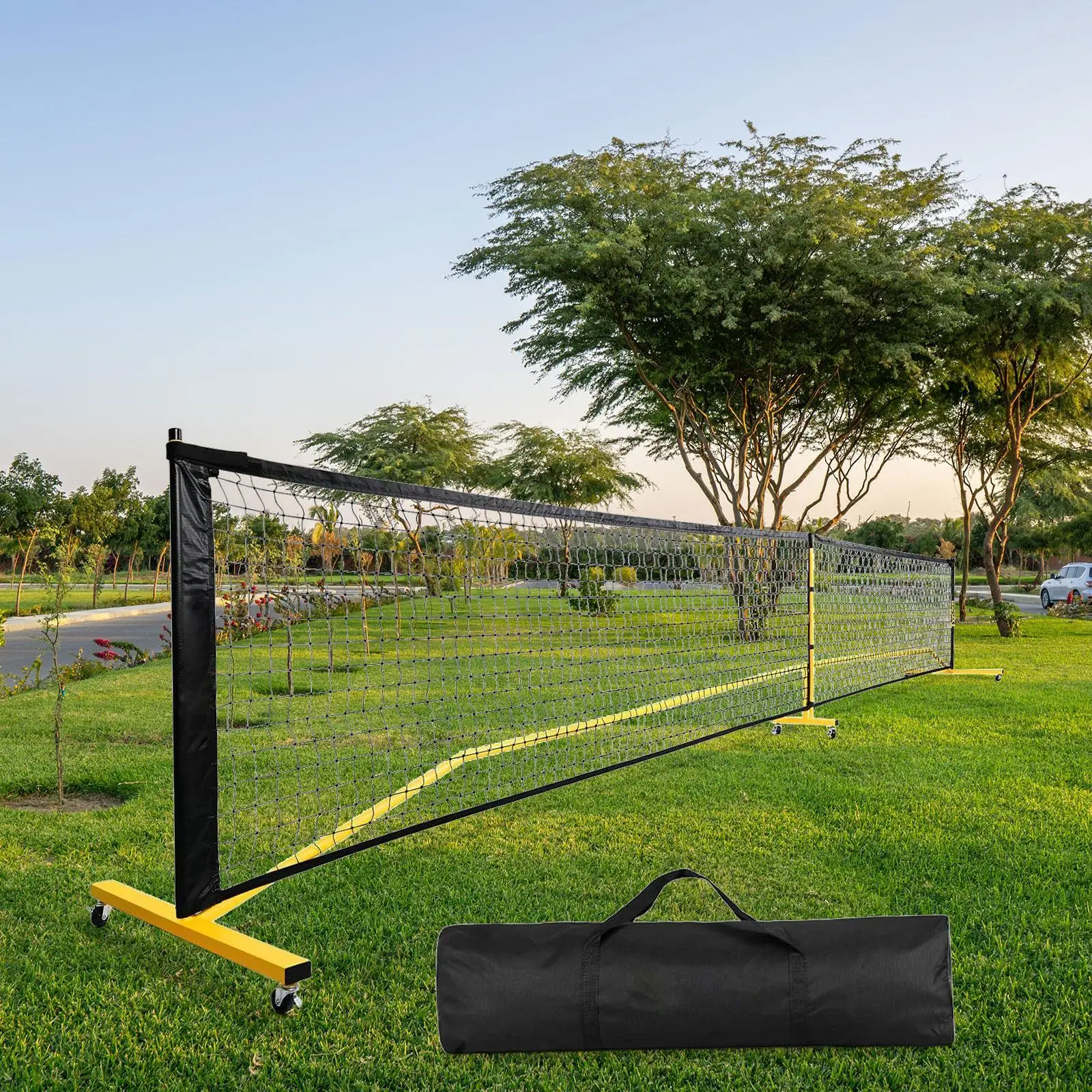 Portable Pickleball Net Set System Metal Frame 22ft Regulation Size including Carrying Bag for Indoor Outdoor Game Lawns Parties