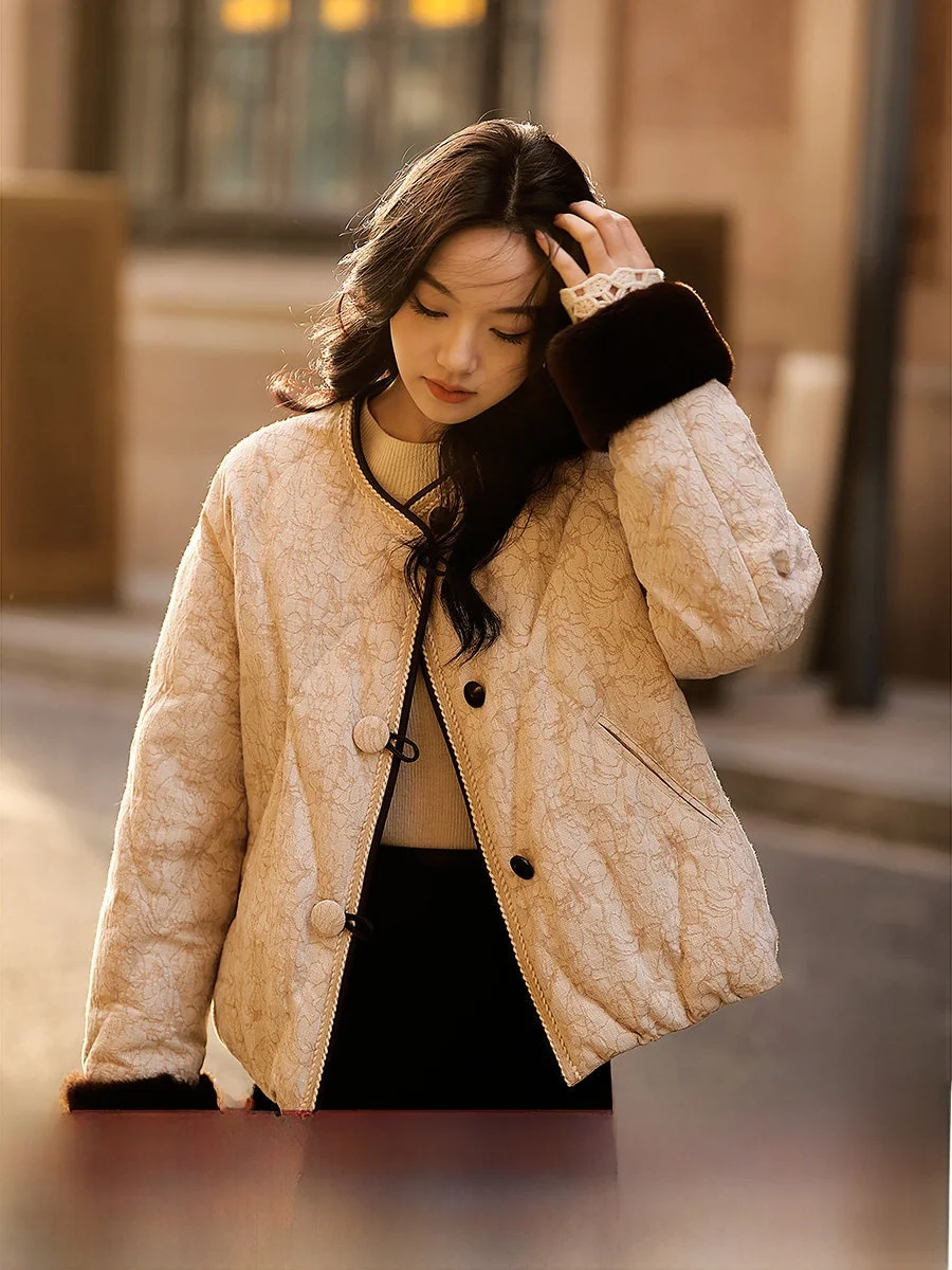 

Женское пуховое пальто Ele round Ne из хлопка и льна с наполнителем из 95% белого гусиного пуха, серия Mink Sve Hear Han