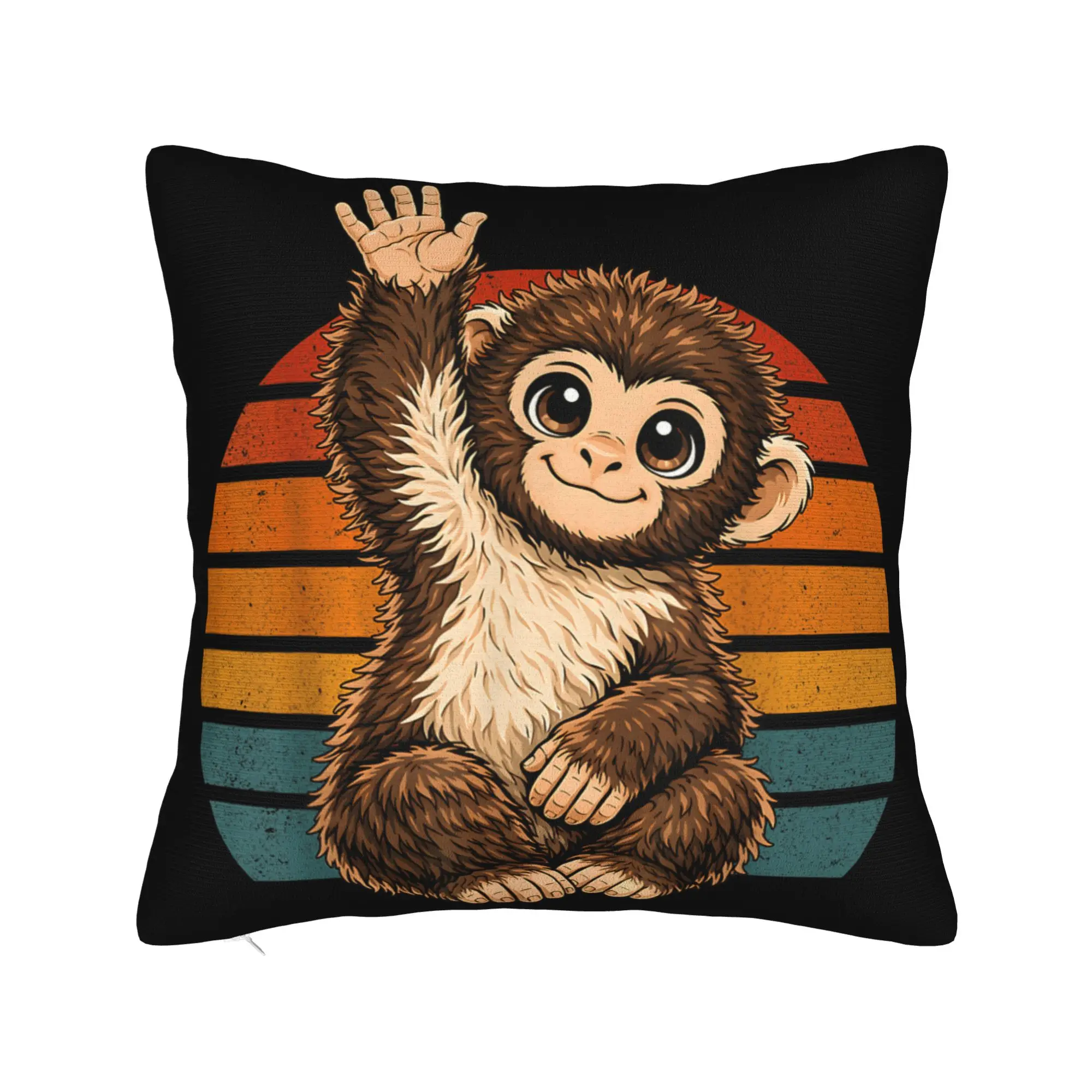 Monkey Punch Baby Cute Little Monkey Raise His Hand Pillow Case  Kawaii Pillow Cover Comfy Pillowcases For Living Room Chair