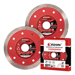 EZARC 5''/4.5'' Super Thin Diamond Blade 2Pcs for Porcelain/Ceramic/Granite/Marble, Smooth Cutting Wheel Disc for Angle Grinder