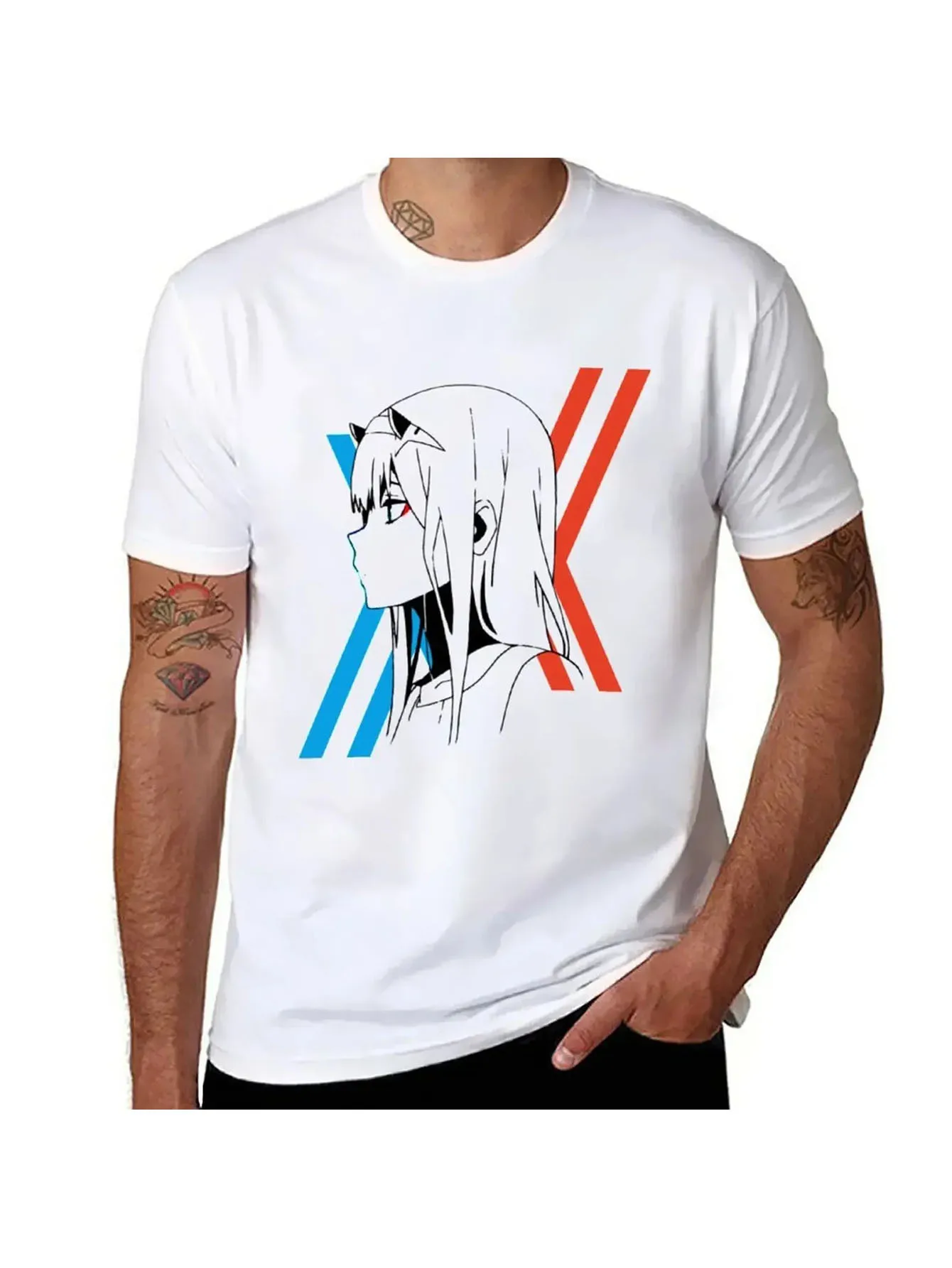 Футболка Darling In The Franxx Zero Two, таможенный дизайн, мужская футболка с животным принтом для мальчиков, рубашка манга, мужской подарок Футболка Darling In The Franxx Zero Two, таможенный дизайн, мужская футболка с животным принтом для мальчиков, рубашка манга, мужской подарок