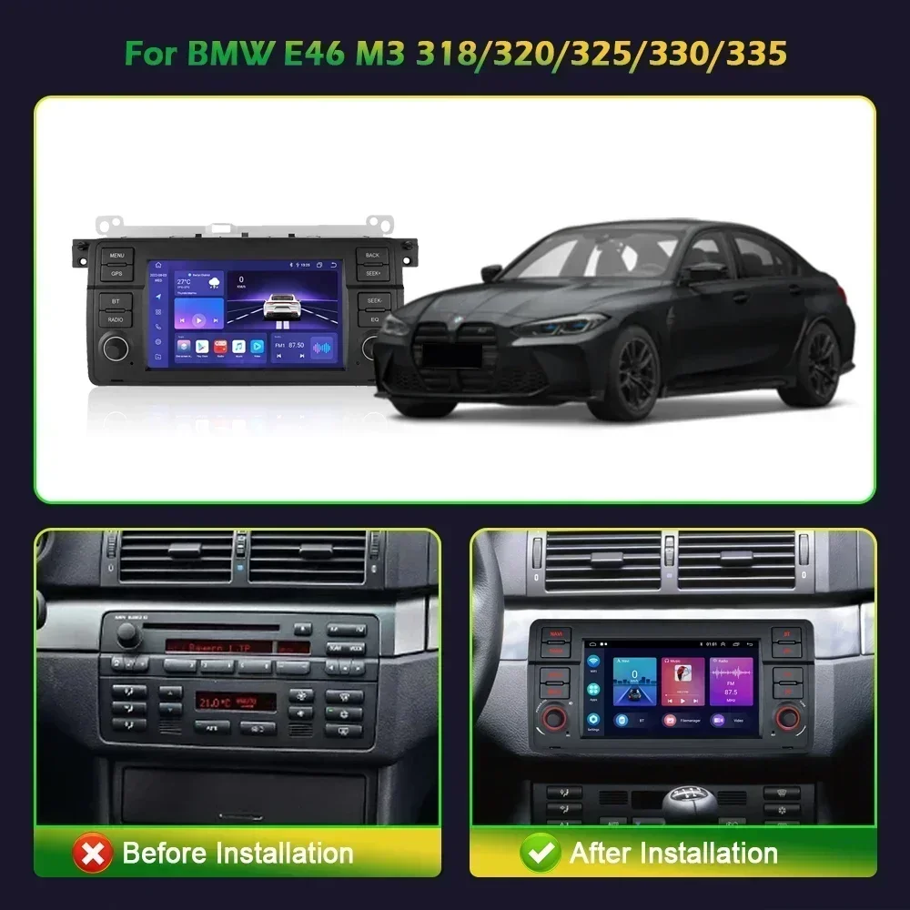 7'' DSP AI 8G+128G Android CarPlay Auto Radio For BMW 3-Series 3 Series E46 1998-2006 4G Car Multimedia Stereo GPS 2Din Screen