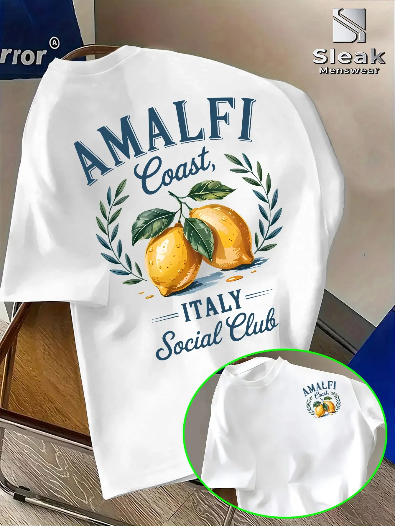 2026 Men's Italian Amalfi Coast Lemon Pattern T-shirt Summer Casual Vacation Short-Sleeve T-shirt Outdoor Sports Top
