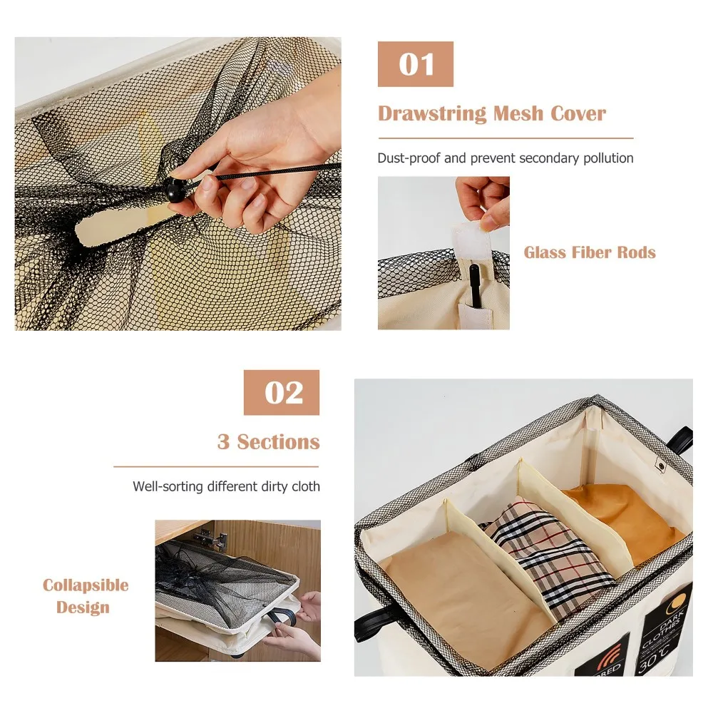 Foldable Laundry Basket Roller Dirty Clothes Basket Clothes Storage Bag Yoga Storage Basket Household Classification Box