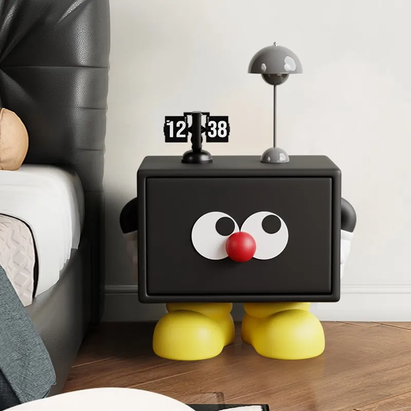 子供のためのモダンなリビングルームのナイトスタンド,黒いベッドサイドテーブルの収納,かわいい寝室の家具,ユニークなデザイン