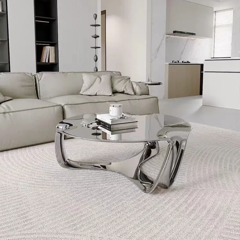 Modern creative light luxury FRP electroplating hollow cloud coffee table model room living room special-shaped irregular tea