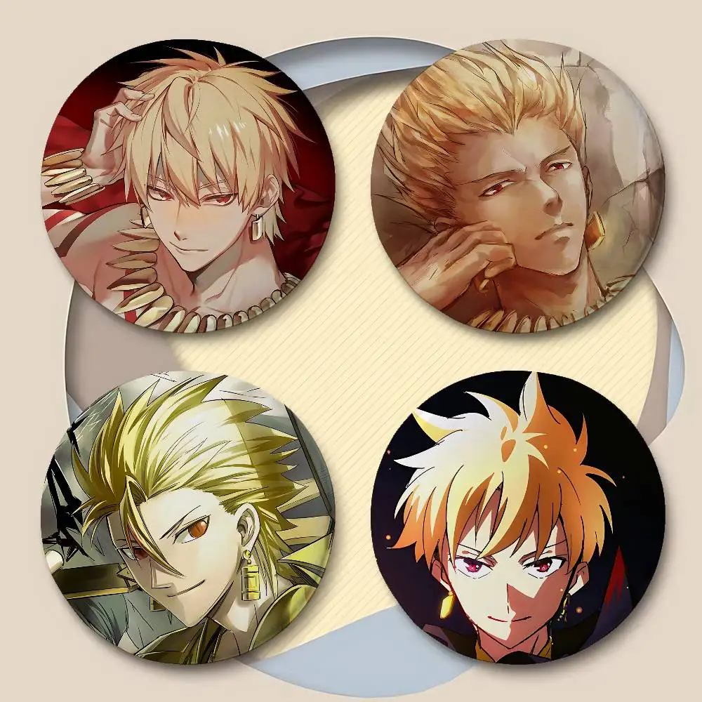 Anime Gilgamesh Badges Peripheral Lapel Pins Tinplate Round Brooch For Shoulder Bag Accessories Souvenir Gifts