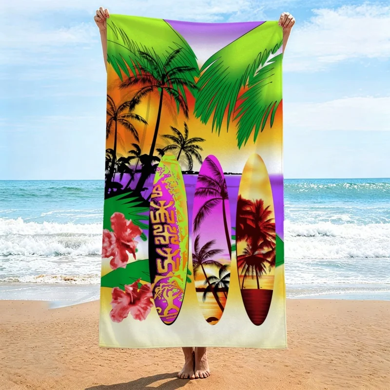 Newest Beach Towel Realistic Panda Family Bamboo Lotus Print Beach Towel Nature Themed Quick Dry Seaside Pool Towel