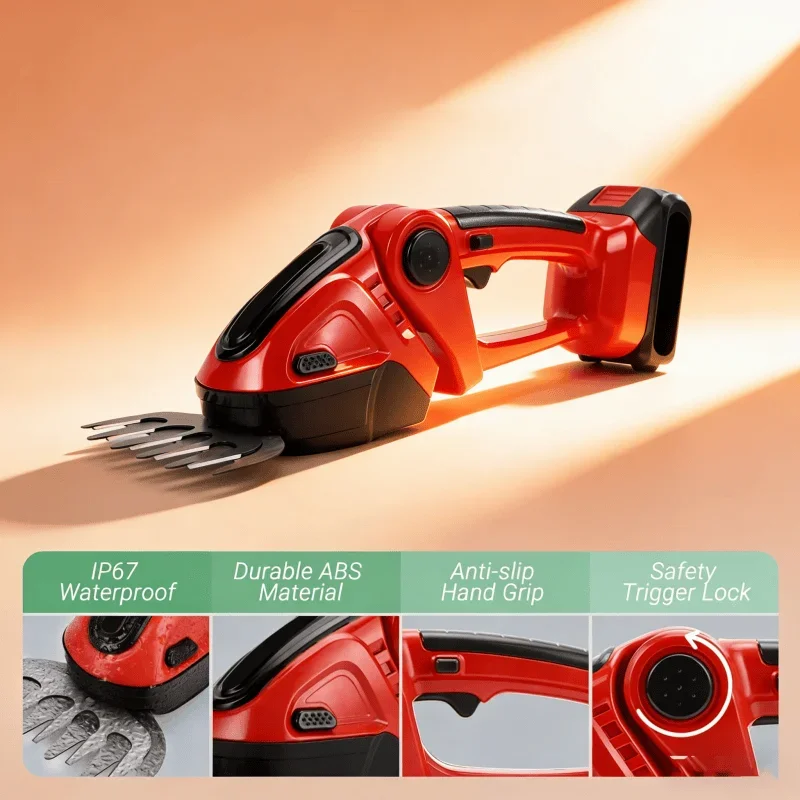 

Беспроводной триммер для живой изгороди с литиевой батареей 2 в 1, электрический триммер для травы, ручной садовый инструмент для одной руки для обрезки обрезки