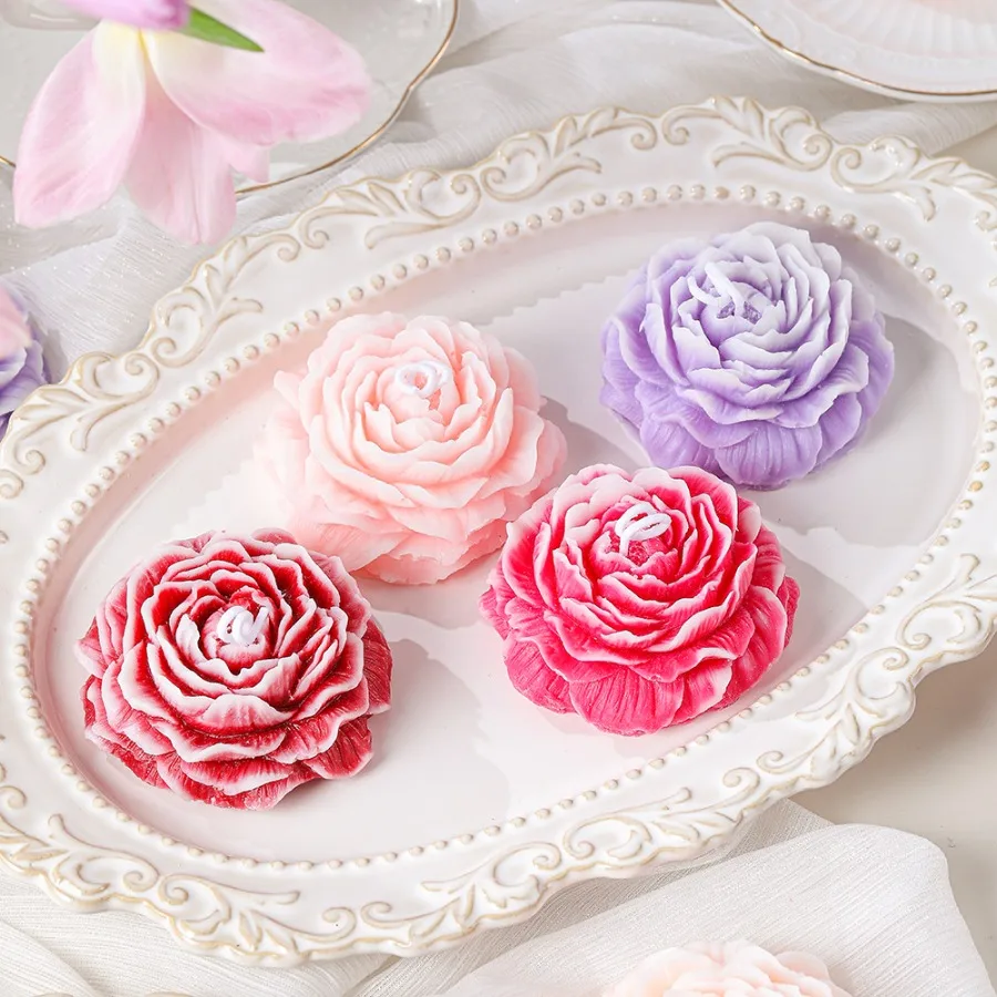 1pc Peony Flower Aromatherapy Candle Holiday Decoration Bridesmaid Gift Box Packaging Birthday Gift Wedding Keepsake Easter Gift