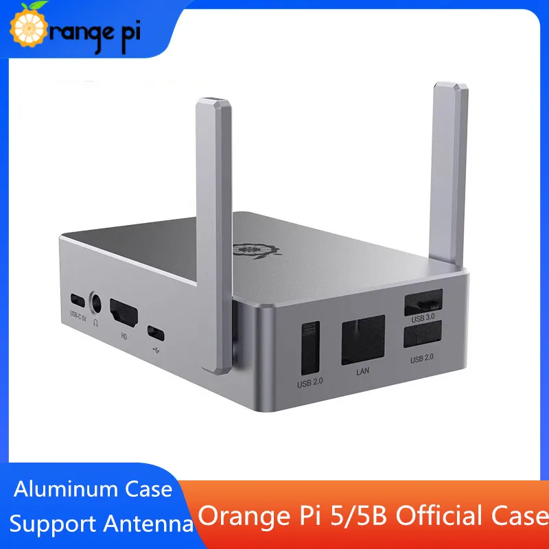 

Orange Pi 5 / 5B Aluminum Alloy Case Metal Shell for OPI 5/5B Development Board Optional Antenna Grey Box