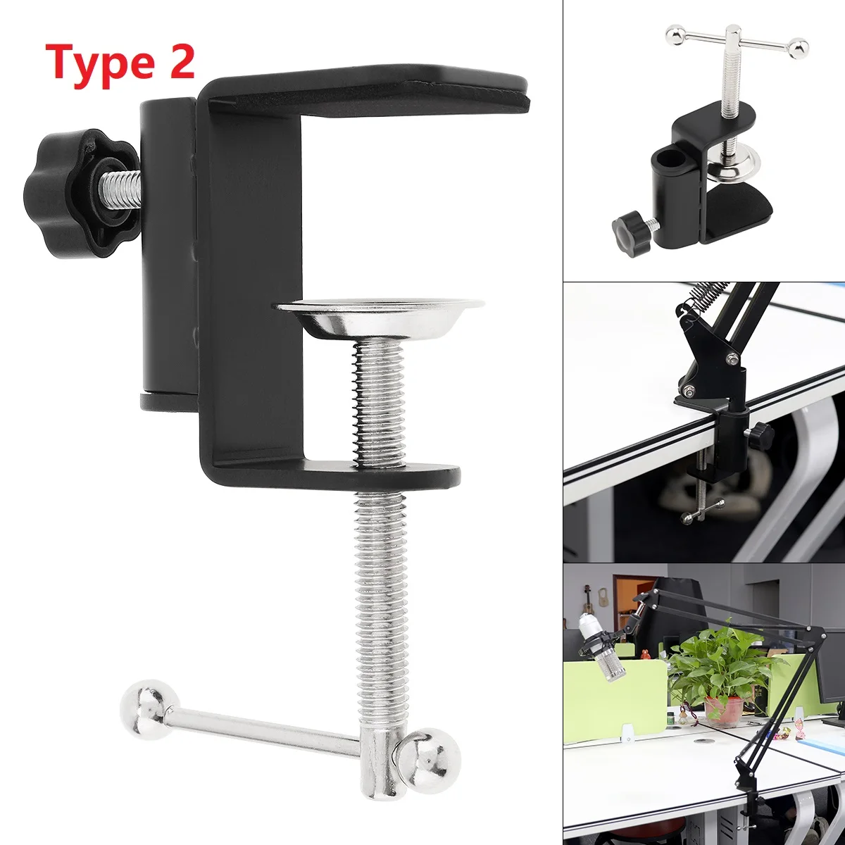 Aluminum Alloy Bracket Clamp Accessories DIY Fixed Metal Clip Fittings Screw Camera Holders for Broadcast Microphone Desk Lamp