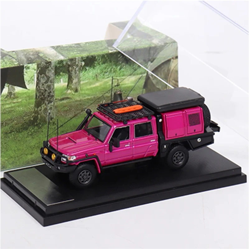 New 1/64 Alloy Diecast Pickup Model Car Truck 3 Color Camping Modification Simulation Collection Ornament Toy