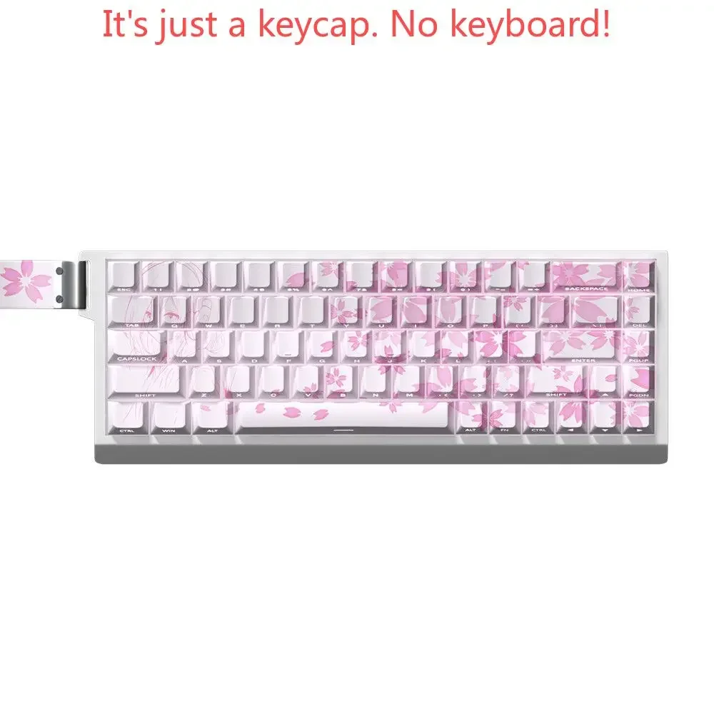 74 Keys PBT Nakano Sanjiu Pink Secondary Keycaps Cherry Side Engraved Translucent Keycaps for 60/68 Mechanical Keyboards