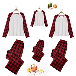 Sublimation Blank Women's Pajamas Plaid Buffalo Long Sleeve Family Christmas Sleepwear Ladies Home Wear Clothes Autumn Winter