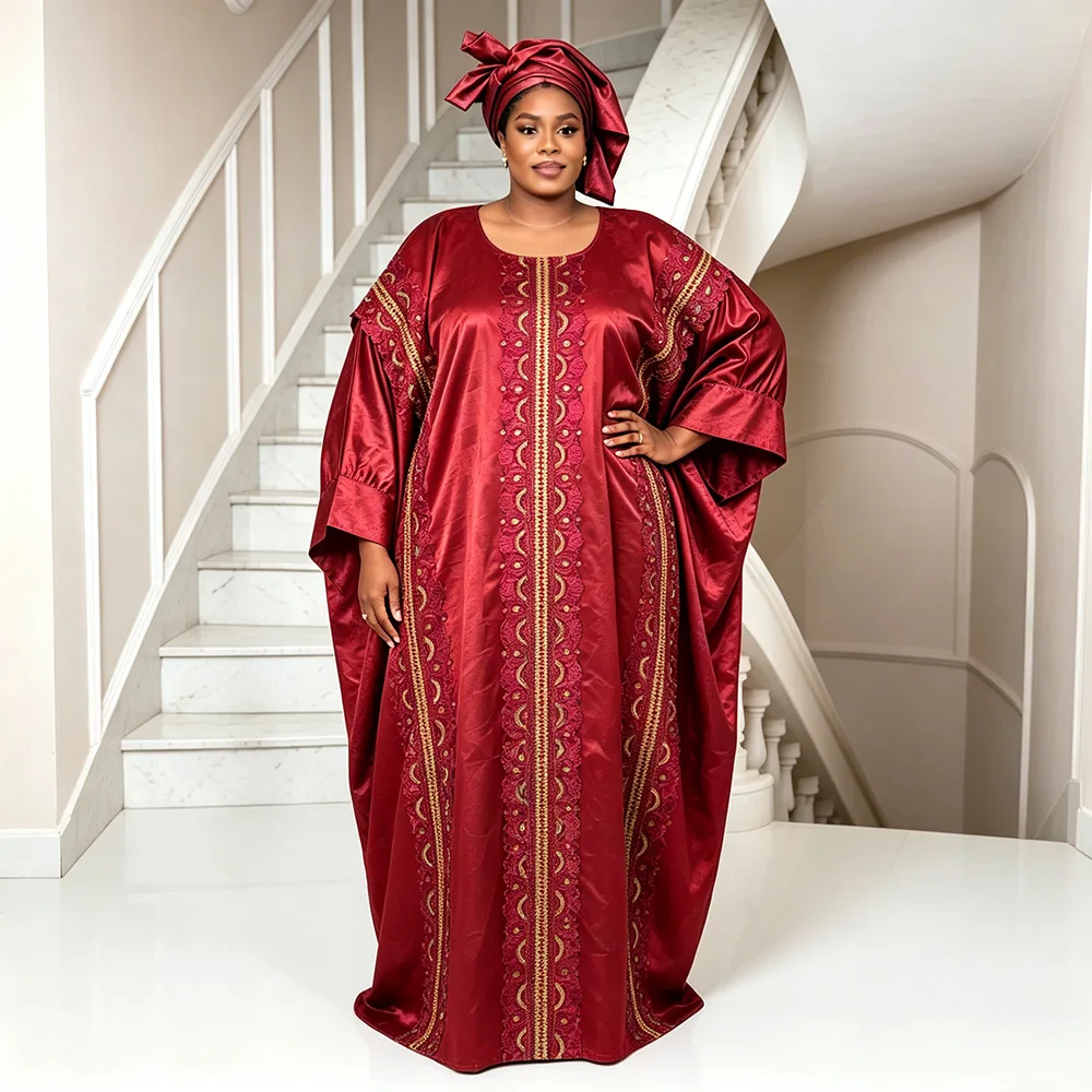 Plus Size African Party Long Dresses for Women 2026 New Luxury Bazin Embroidery Robe Elegant Muslim Wedding Evening Gown